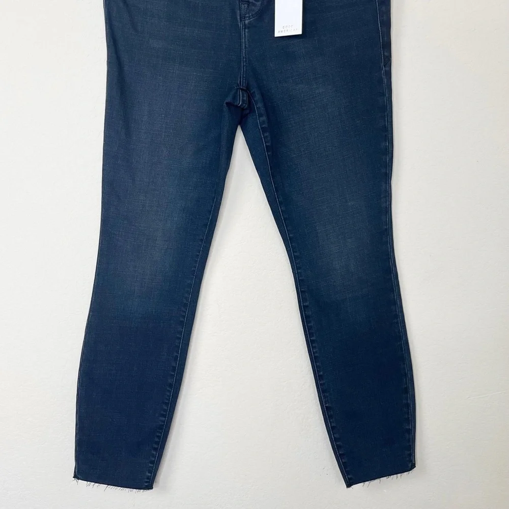 Good American Good Waist Crop Raw Hem Jeans in BLUE631